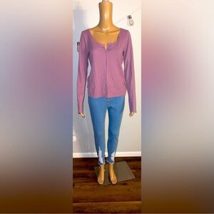 Urban Outfitters Purple Fitted Long Sleeve Shirt